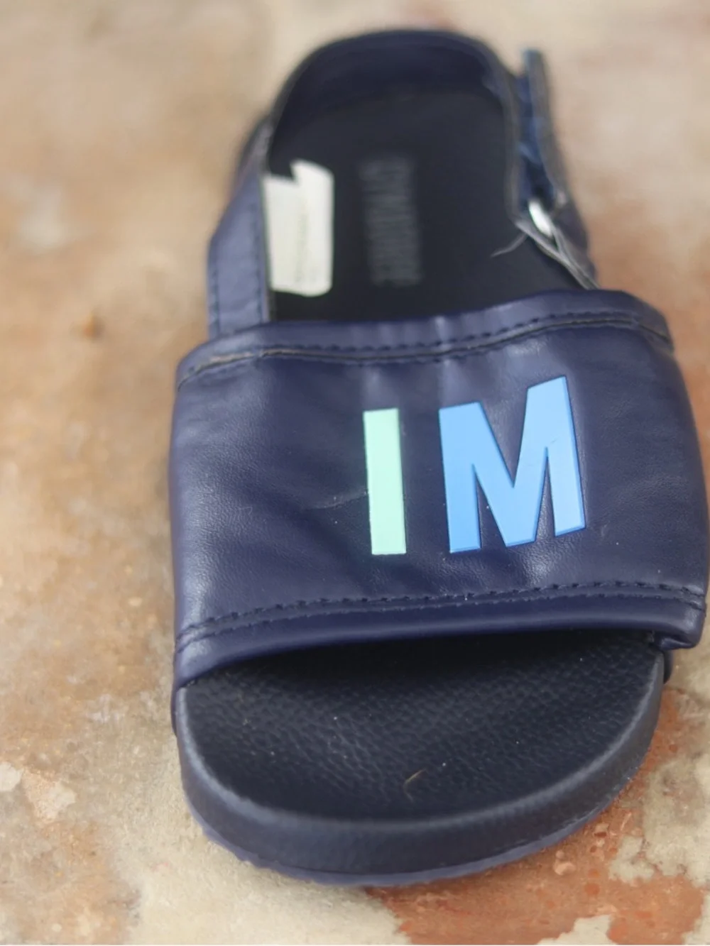 Gymboree Navy Slide Sandals with Colorful Lettering